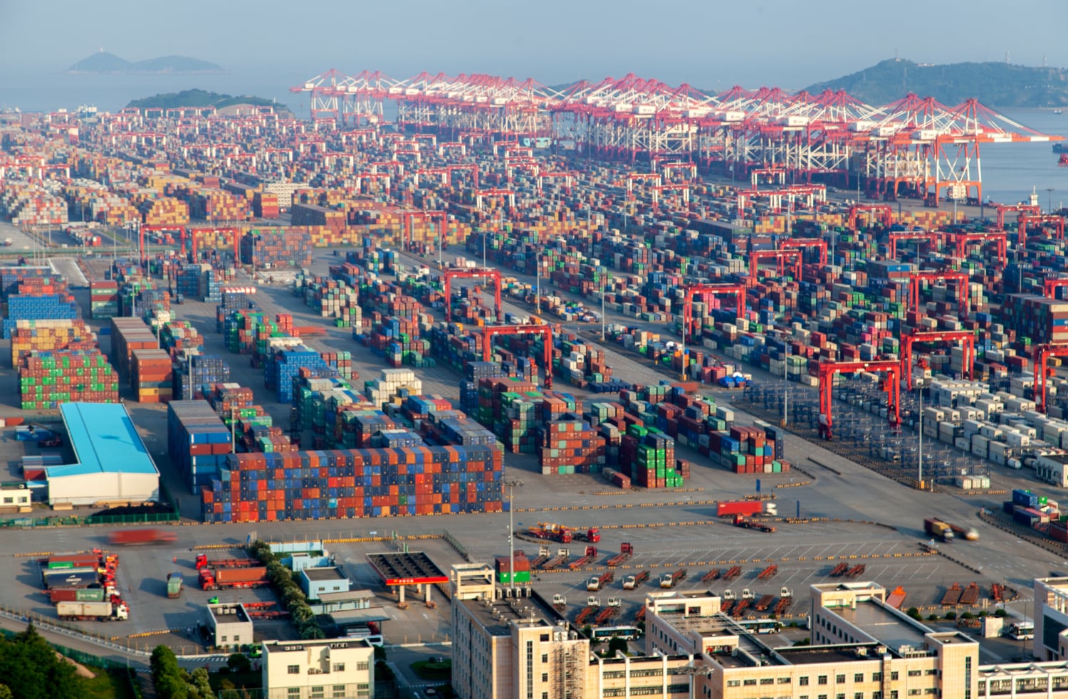 Chinese containers in Yangshan Port in Shanghai